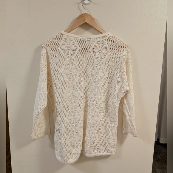 Paris Sport Club Sheer Knit Lace Top Women’s Large Cream - Picture 5 of 5